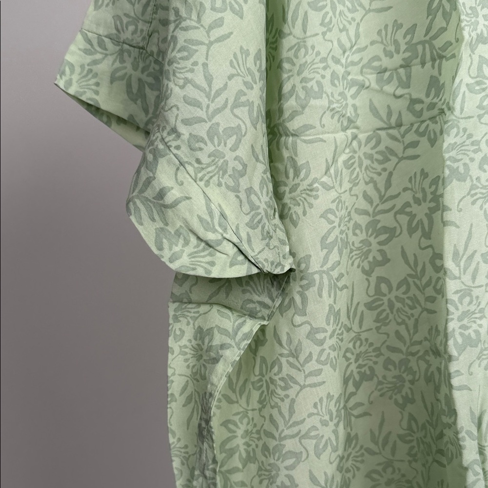 acacia swimwear Mint Green Botanical Print Button-Down Shirt - Picture 3 of 10